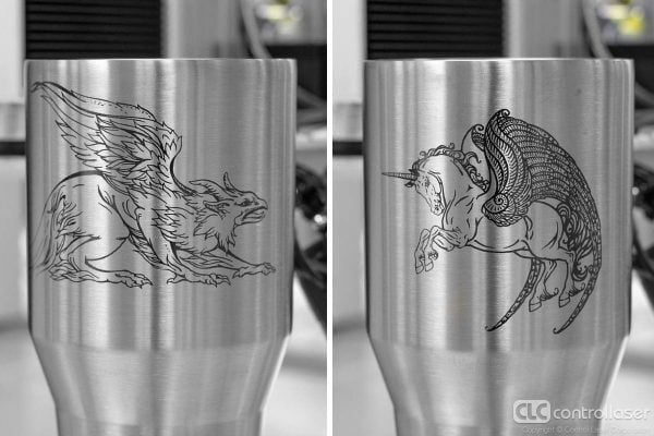 Dark laser marking on stainless steel cups