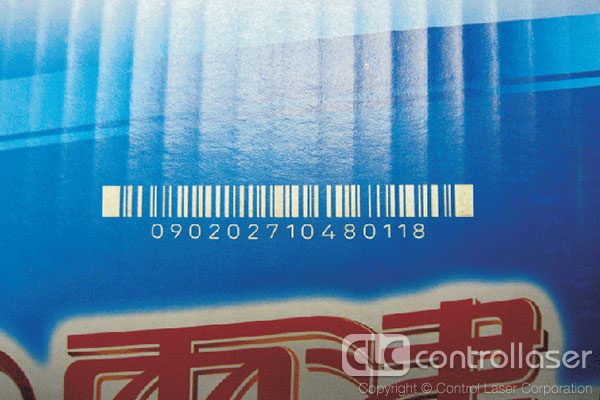 Laser marking barcodes on cardboard product packaging