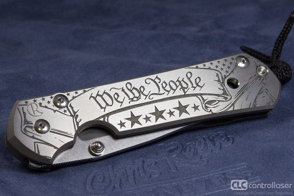 Laser engraved knife handles and blade steel